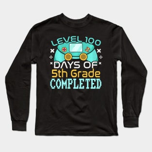 100Th Day Completed 5Th Grade Gamer Happy 100 Days Of School Long Sleeve T-Shirt